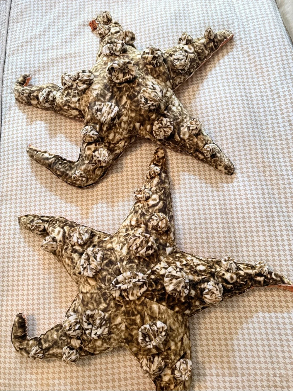 Cirque du Soliel Starfish Decorative Throw Pillow — Brown and Beige with Pink